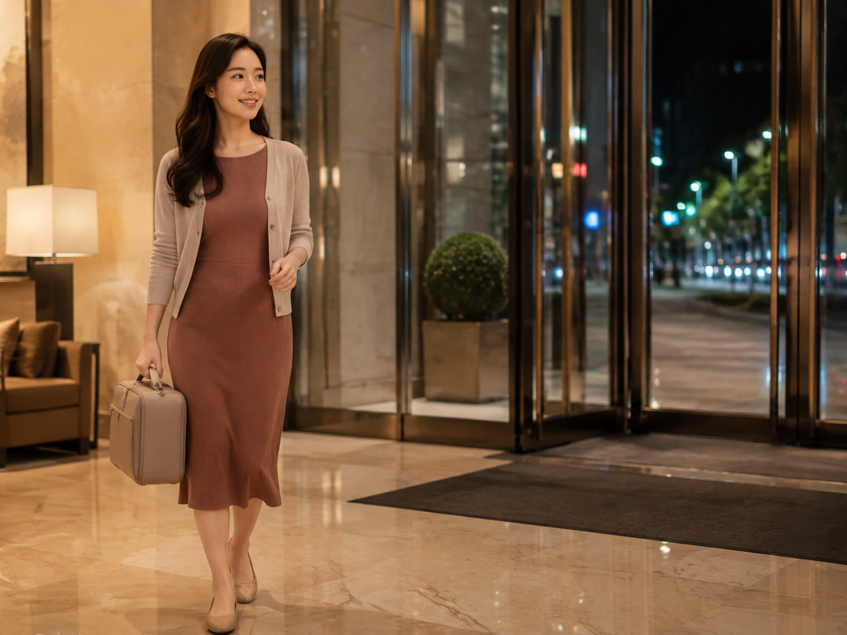 경기도 이천시 이동과 방문 일정을 안내하는 젊은 성인 한국 여성 관리사